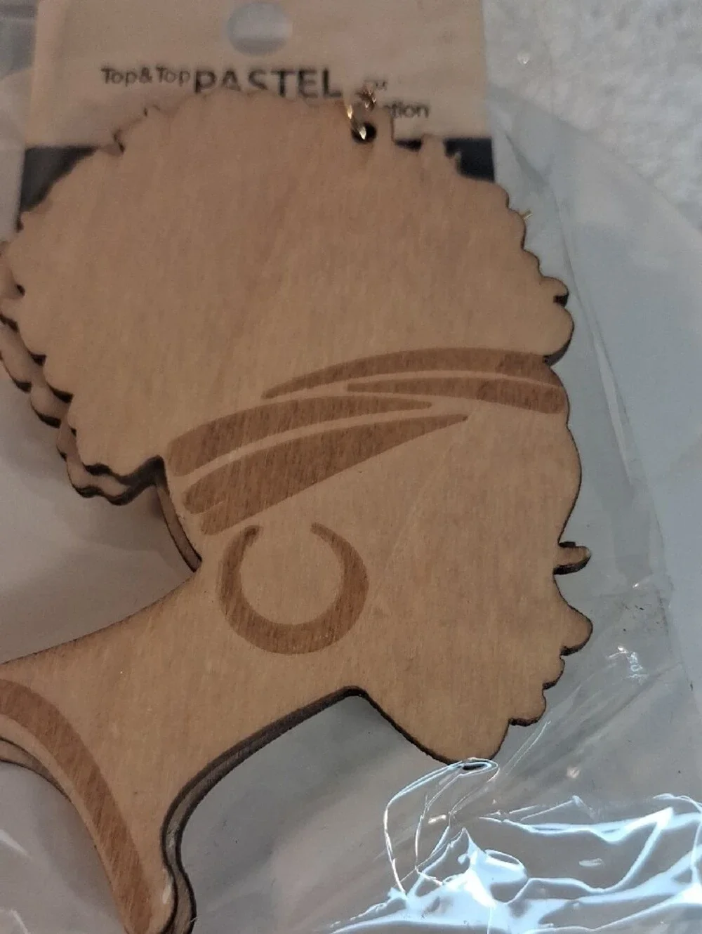 Natural Wood Afro Earrings